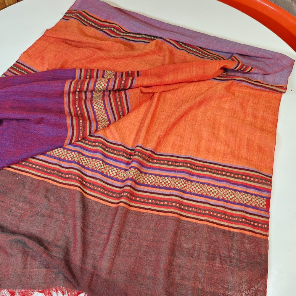 Handwoven Striped Colorful Scarf - Geometric Pattern - Colorblock - Picture 5 of 5